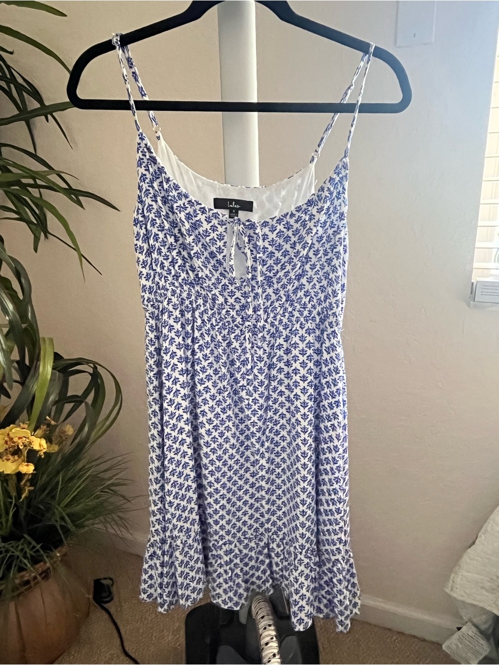 Lulu's White and Blue Mini Dress